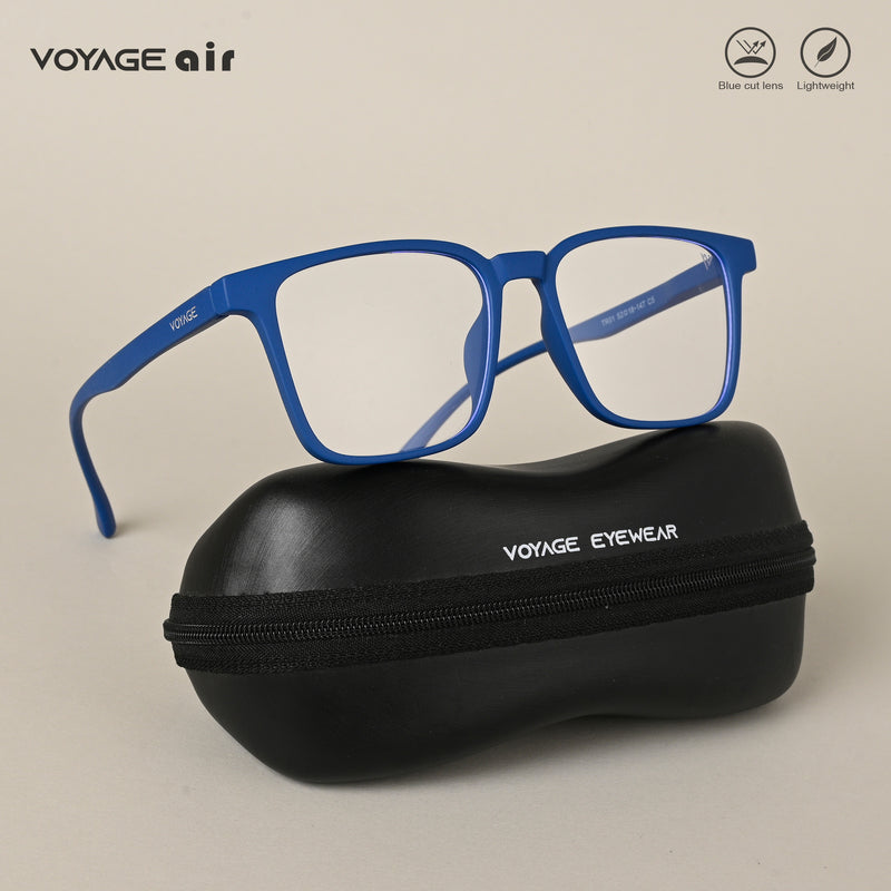Voyage Air Royal Blue Square Eyeglasses for Men & Women (TR01MG4534-C9)