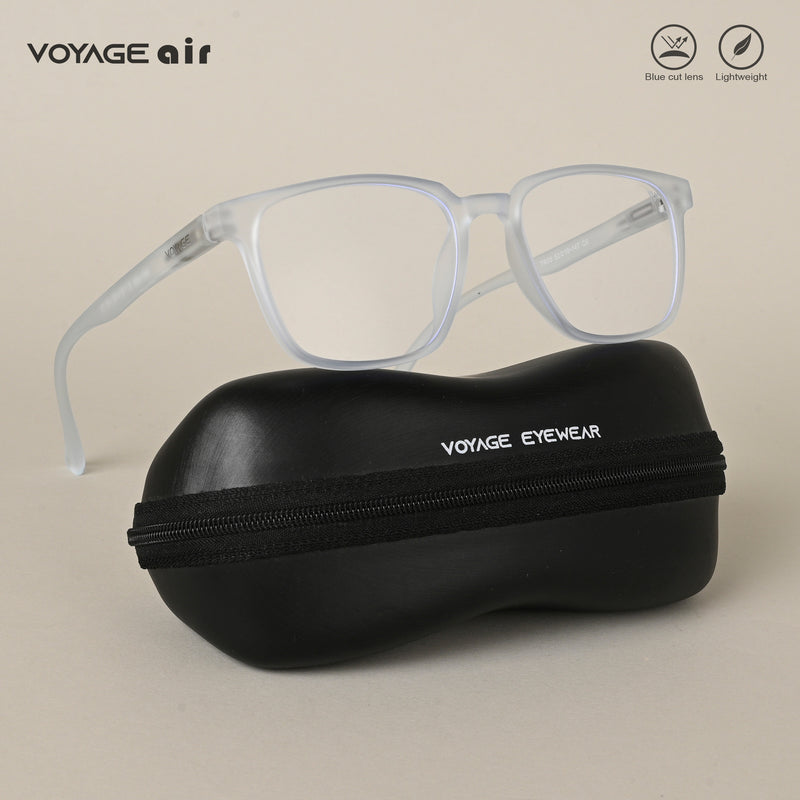 Voyage Air Light Blue Square Eyeglasses for Men & Women (TR03MG4551-C6)