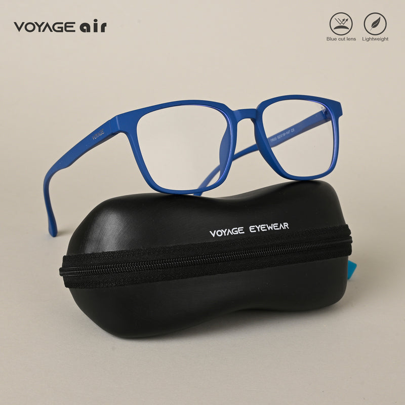 Voyage Air Royal Blue Square Eyeglasses for Men & Women (TR03MG4554-C9)