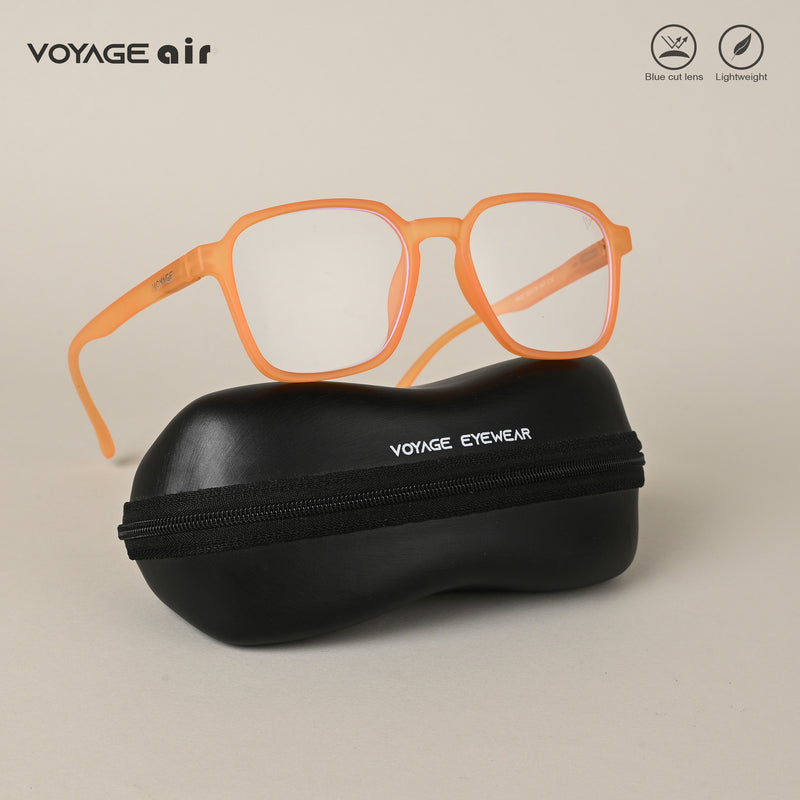 Voyage Air Orange Square Eyeglasses for Men & Women (TR02MG4539-C4)