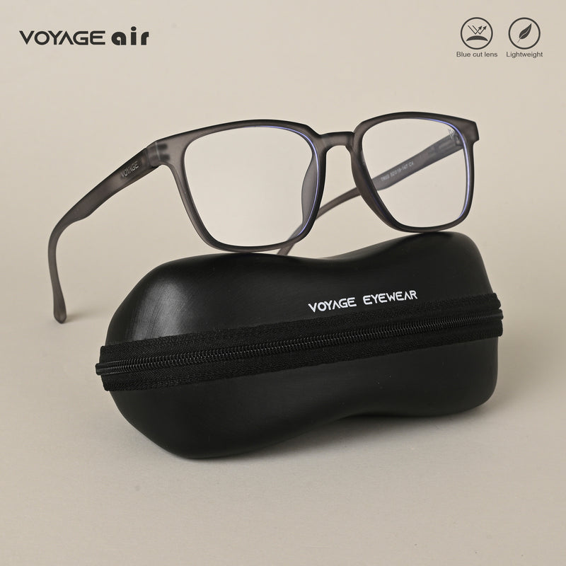 Voyage Air Grey Square Eyeglasses for Men & Women (TR03MG4553-C8)