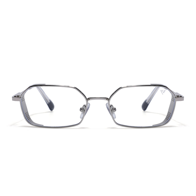 MAJOR | Silver Hexagonal Eyeglasses | Clear Lens - FMG8699