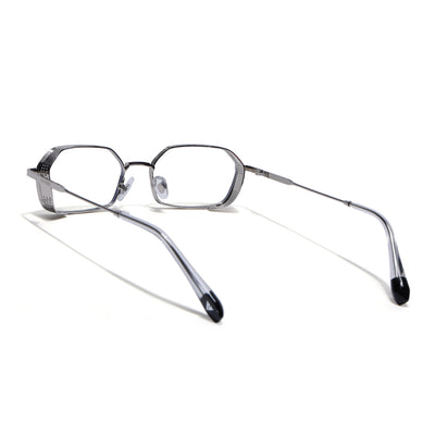 MAJOR | Silver Hexagonal Eyeglasses | Clear Lens - FMG8699