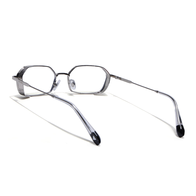 MAJOR | Silver Hexagonal Eyeglasses | Clear Lens - FMG8699