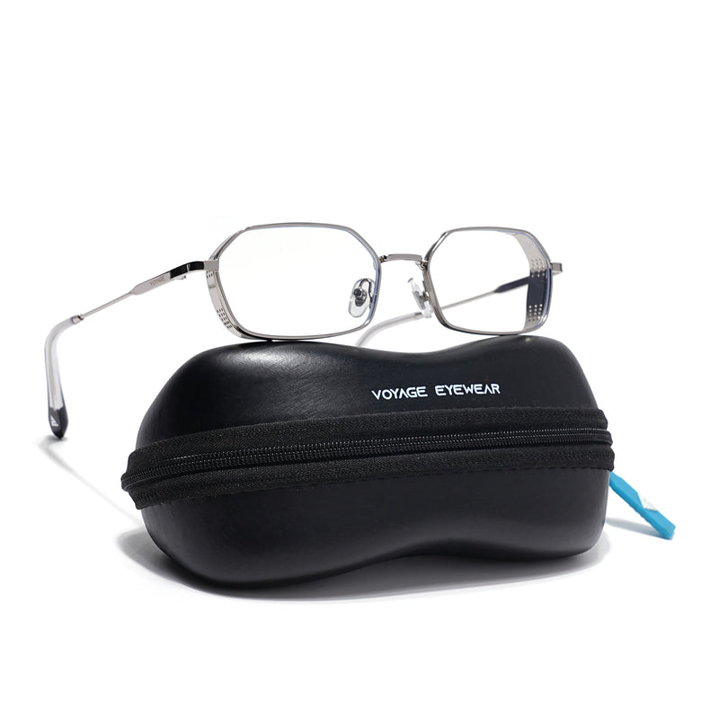 MAJOR | Silver Hexagonal Eyeglasses | Clear Lens - FMG8699