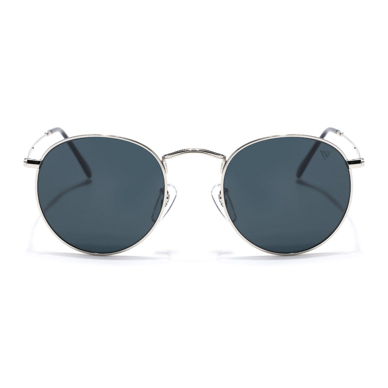 Malana | Black Round Sunglasses | Silver Frame - MG7560