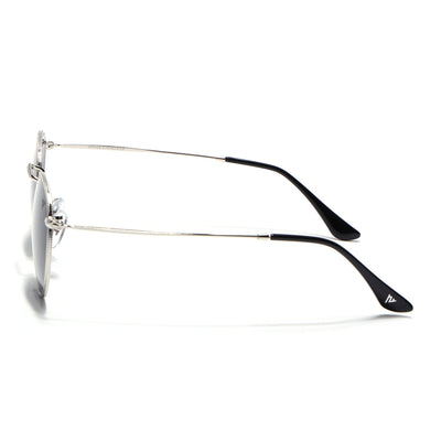 Malana | Black Round Sunglasses | Silver Frame - MG7560