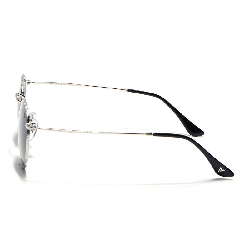 Malana | Black Round Sunglasses | Silver Frame - MG7560