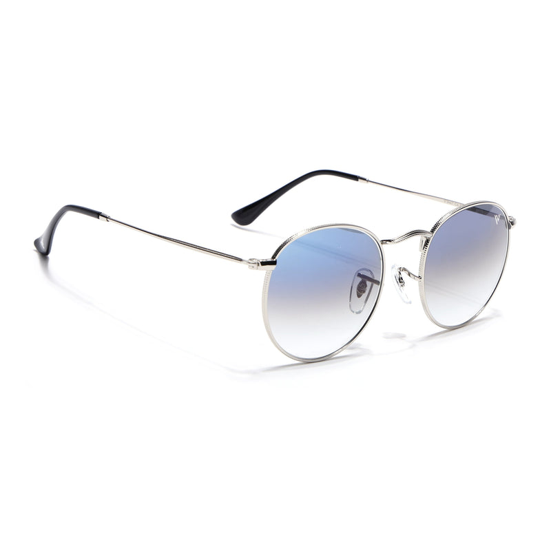 Malana | Blue & Clear Round Sunglasses | Silver Frame - MG7561