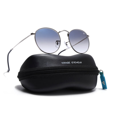 Malana | Blue & Clear Round Sunglasses | Silver Frame - MG7561
