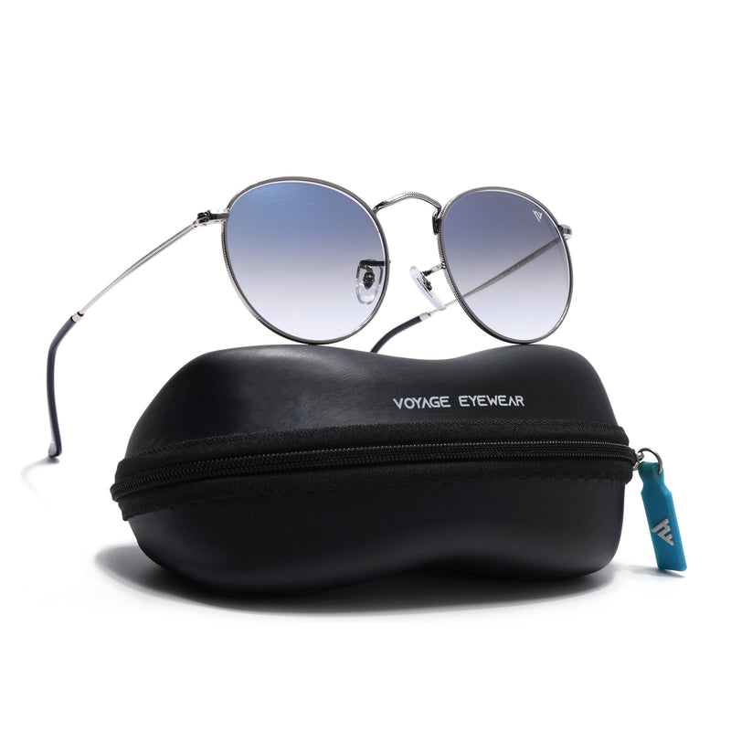 Malana | Blue & Clear Round Sunglasses | Silver Frame - MG7561