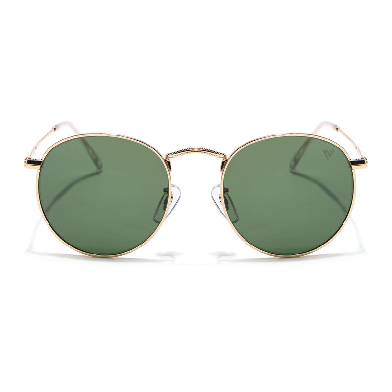Malana | Olive Round Sunglasses | Golden Frame - MG7563