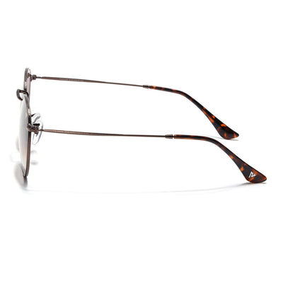 Malana | Brown & Clear Round Sunglasses | Brown Frame - MG7564