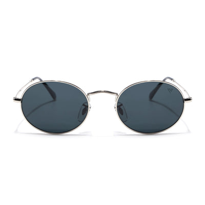 Malana | Black Oval Sunglasses | Silver Frame - MG7548