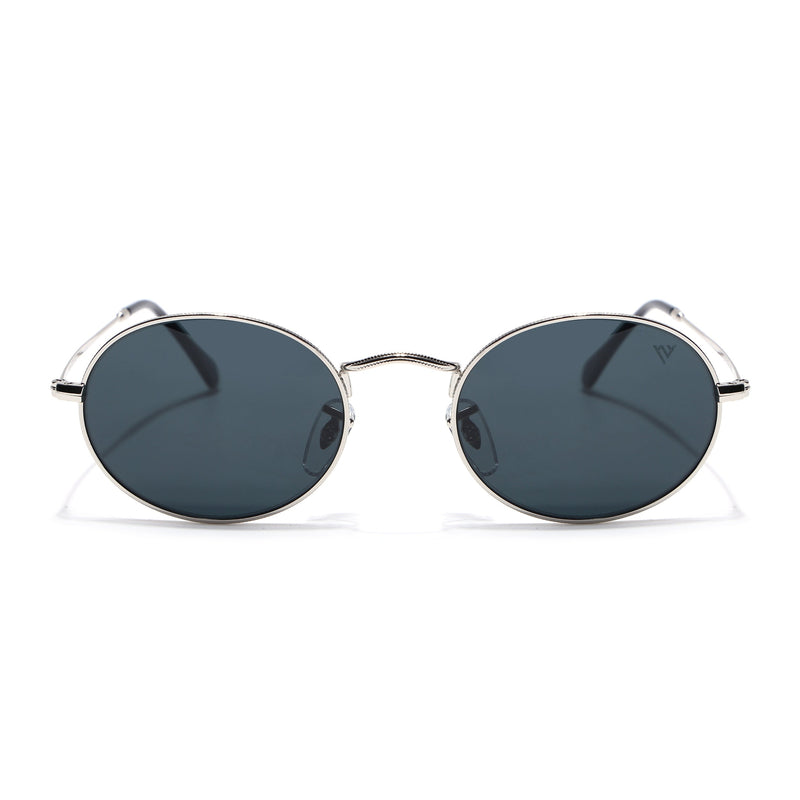 Malana | Black Oval Sunglasses | Silver Frame - MG7548