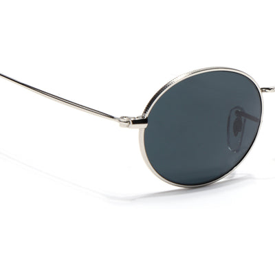 Malana | Black Oval Sunglasses | Silver Frame - MG7548