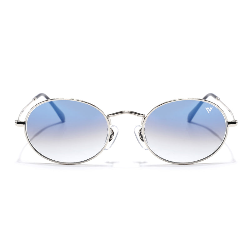 Malana | Blue & Clear Oval Sunglasses | Silver Frame - MG7549