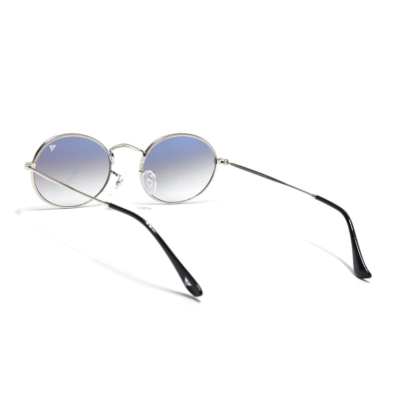 Malana | Blue & Clear Oval Sunglasses | Silver Frame - MG7549