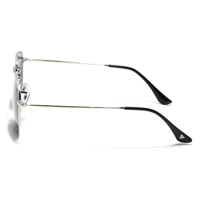 Malana | Black Round Sunglasses  | Silver Frame - MG7572