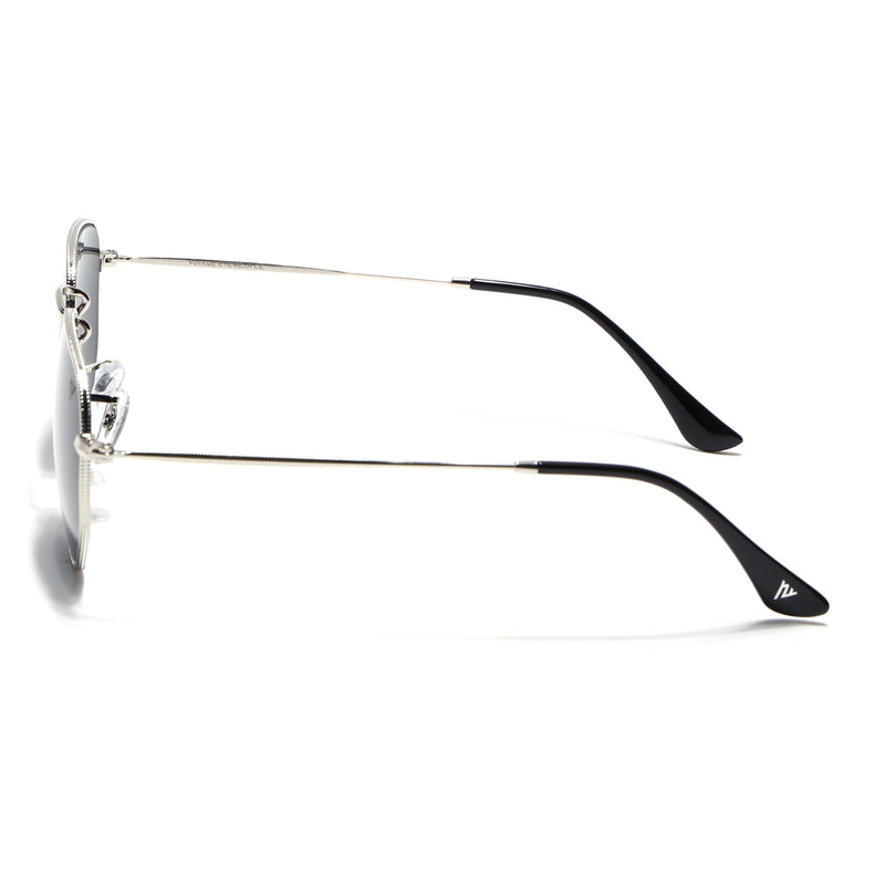 Malana | Black Round Sunglasses  | Silver Frame - MG7572