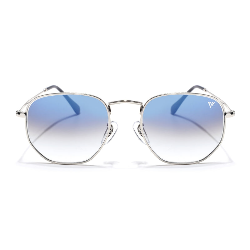 Malana | Blue & Clear Round Sunglasses | Silver Frame - MG7573