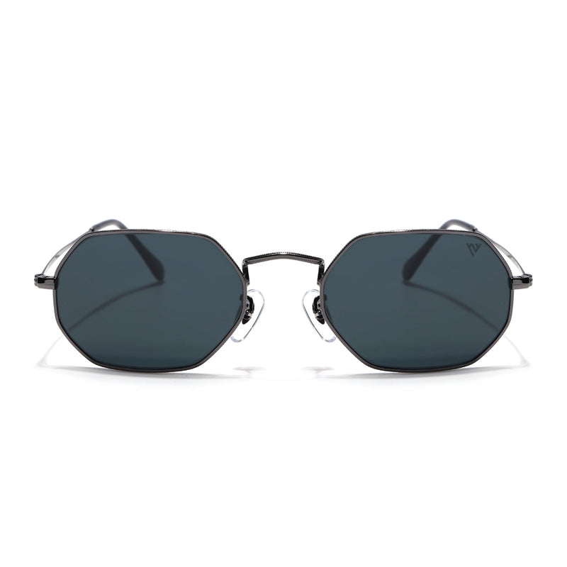 Malana | Black Hexagonal Sunglasses | Grey Frame - MG7565