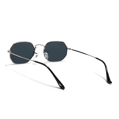 Malana | Black Hexagonal Sunglasses | Silver Frame - MG7566