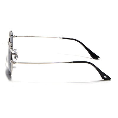 Malana | Black Hexagonal Sunglasses | Silver Frame - MG7566