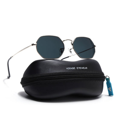 Malana | Black Hexagonal Sunglasses | Silver Frame - MG7566
