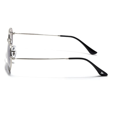 Malana | Blue & Clear Hexagonal Sunglasses | Silver Frame - MG7567