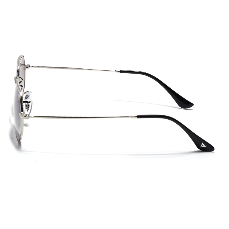 Malana | Blue & Clear Hexagonal Sunglasses | Silver Frame - MG7567