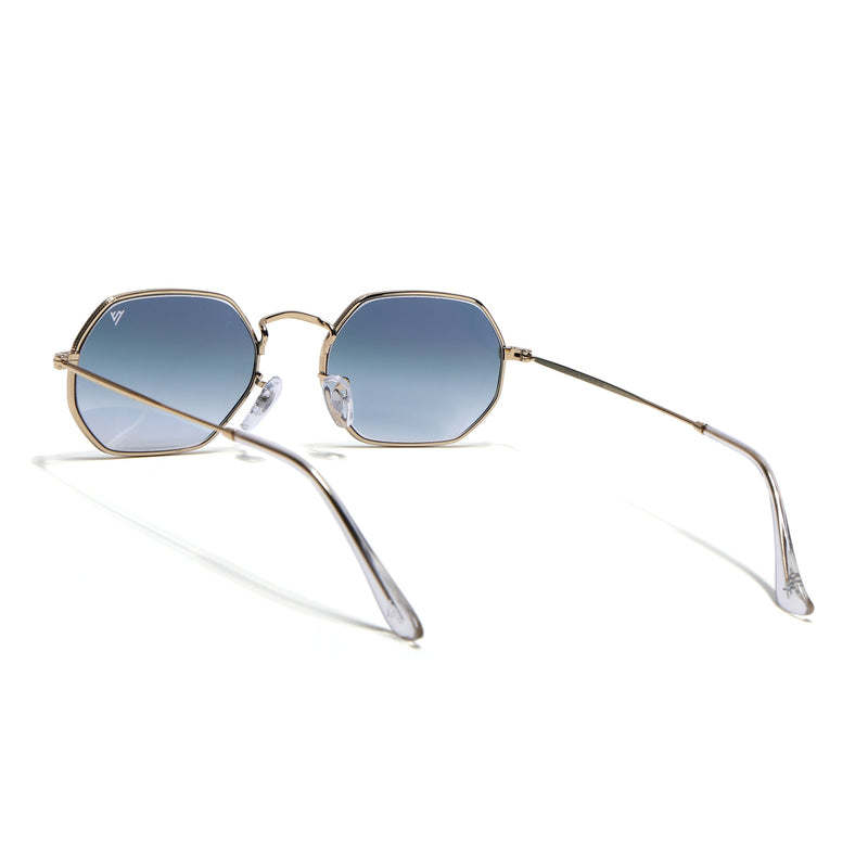 Malana | Grey & Clear Hexagonal Sunglasses | Golden Frame - MG7568