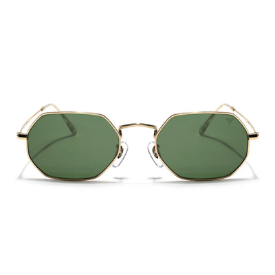 Malana | Olive Hexagonal Sunglasses | Golden Frame - MG7569