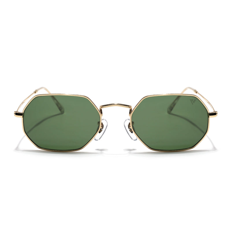 Malana | Olive Hexagonal Sunglasses | Golden Frame - MG7569