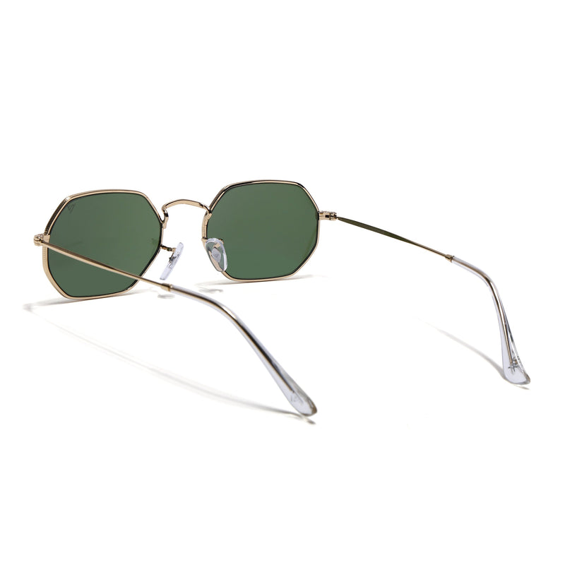 Malana | Olive Hexagonal Sunglasses | Golden Frame - MG7569