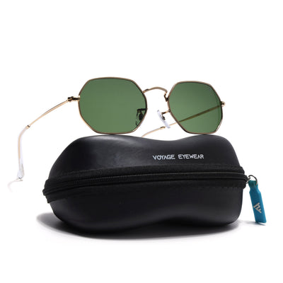Malana | Olive Hexagonal Sunglasses | Golden Frame - MG7569