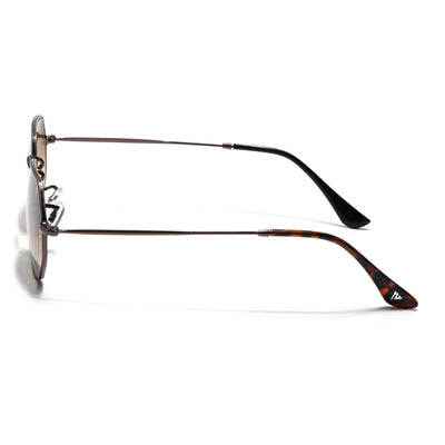 Malana | Brown & Clear Hexagonal Sunglasses | Brown Frame - MG7570