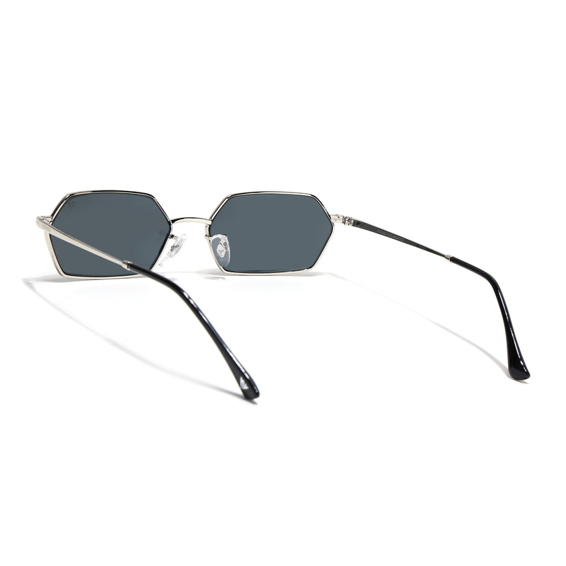 Malana | Black Hexagonal Sunglasses | Silver Frame - MG7632