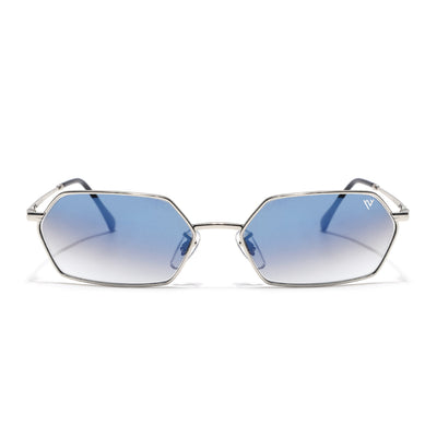 Malana | Blue & Clear Hexagonal Sunglasses | Silver Frame - MG7633