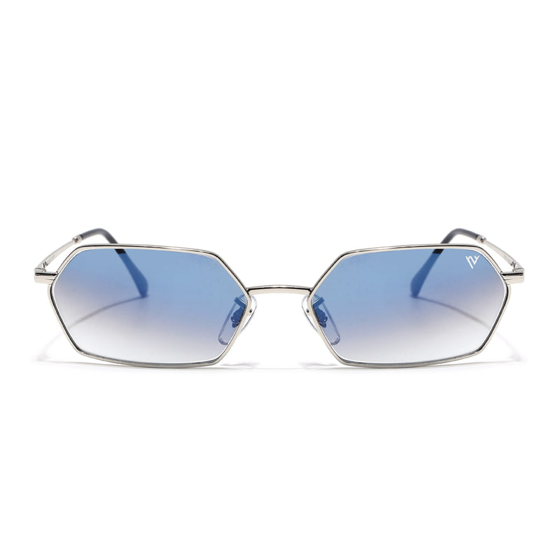 Malana | Blue & Clear Hexagonal Sunglasses | Silver Frame - MG7633