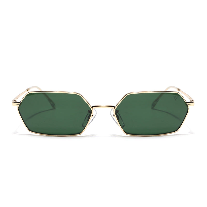 Malana | Green Hexagonal Sunglasses | Golden Frame - MG7634