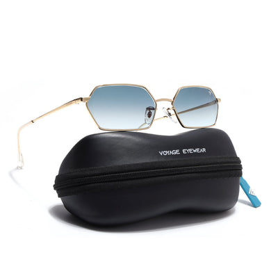 Malana | Grey & Clear Hexagonal Sunglasses | Golden Frame - MG7635