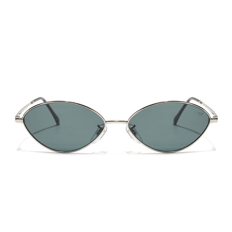 Malana | Black Oval Sunglasses | Silver Frame - MG7745