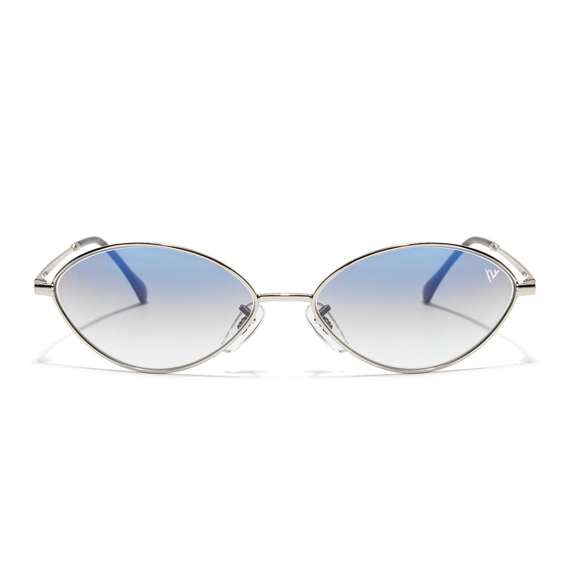 Malana | Blue & Clear Oval Sunglasses | Silver Frame - MG7746