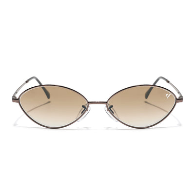 Malana | Brown & Clear Oval Sunglasses | Brown Frame - MG7749