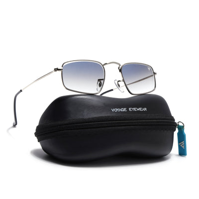 Malana | Blue & Clear Rectangle Sunglasses | Silver Frame - MG7555