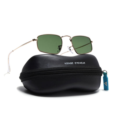 Malana | Olive Rectangle Sunglasses | Golden Frame - MG7557