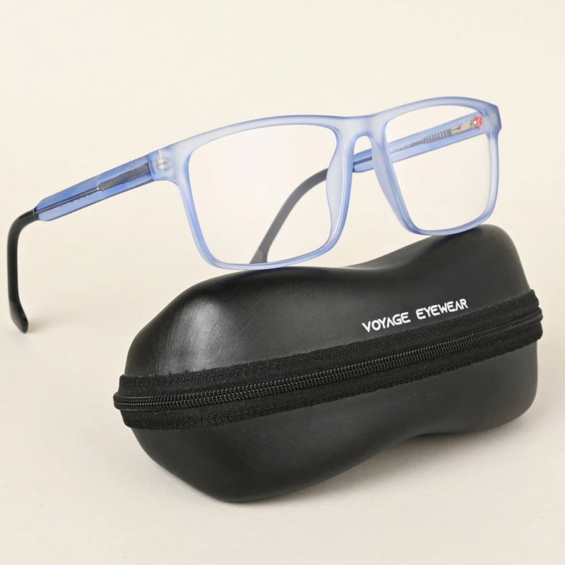 Voyage Transparent Blue Square Eyeglasses for Men & Women (V42001MG4769-C5)