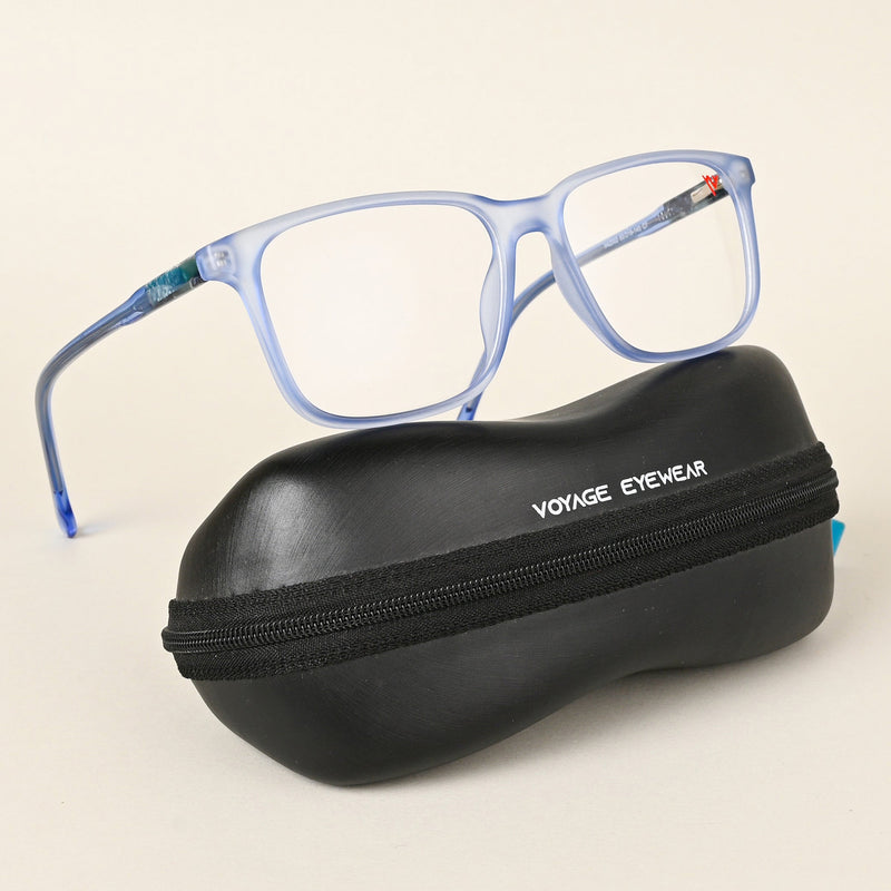 Voyage Transparent Blue Square Eyeglasses for Men & Women (V42002MG4776-C5)