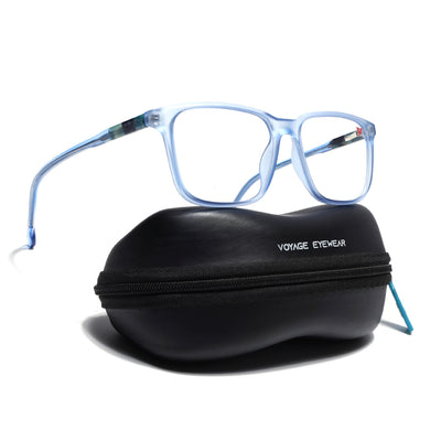 Voyage Transparent Blue Square Eyeglasses for Men & Women (V42002MG4776-C5)